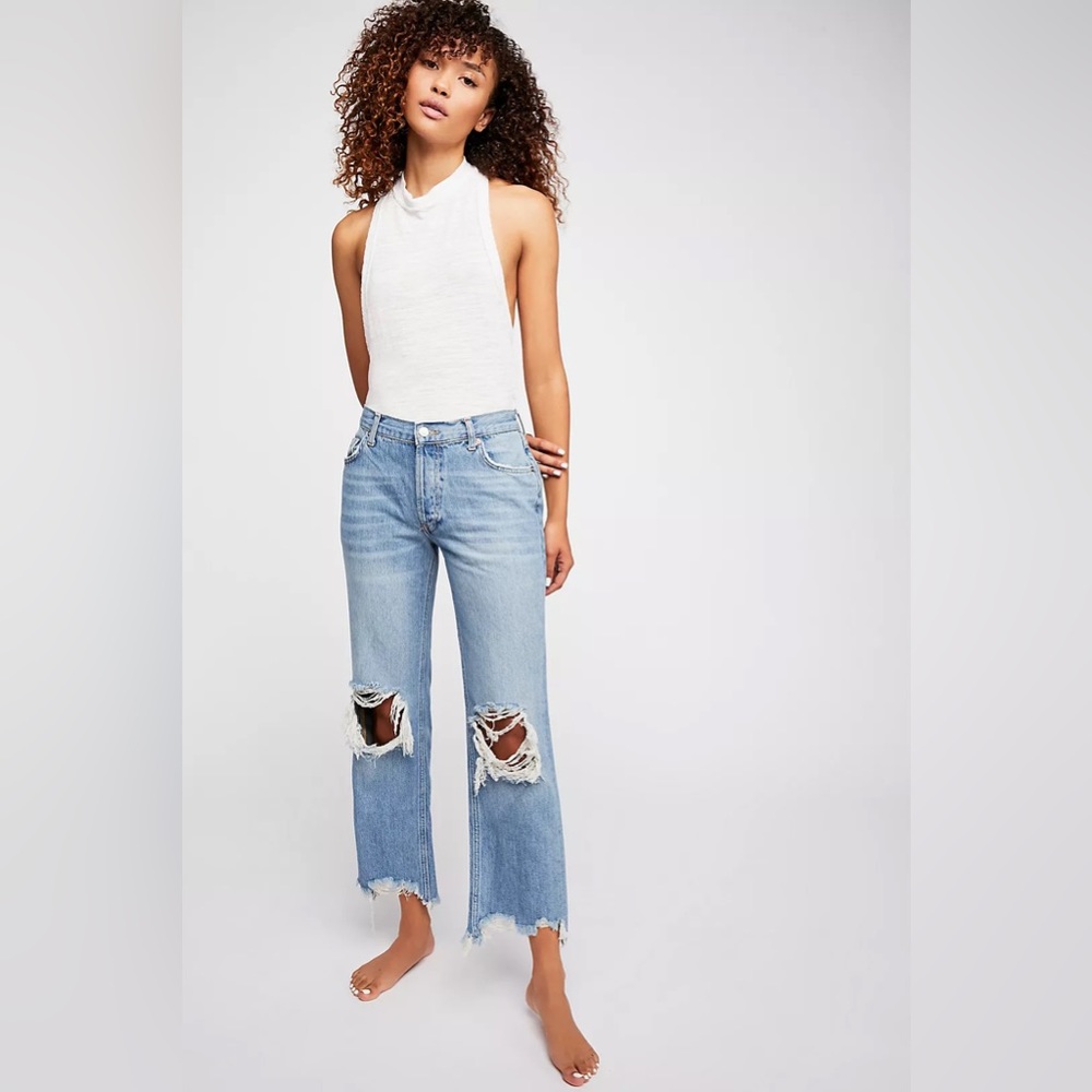 Free People Maggie Mid Rise Straight Leg Jeans